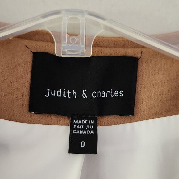 JUDITH & CHARLES | Wool Jacket Blazer Zip Up Brown Camel Tan Sz 0 - Picture 3 of 5